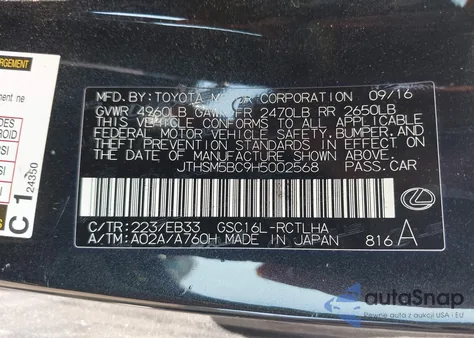 2017 Lexus Rc 300 z USA, uszkodzony, nr VIN JTHSM5BC9H5002568